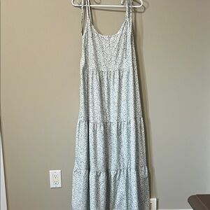 Ditsy Floral Print Tiered Midi Summer Sundress Cottagecore Resort Wear Boho